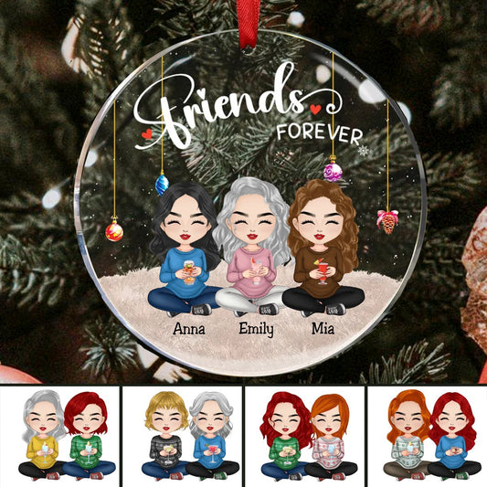 Friends - Friend Forever Ver 2 - Personalized Circle Ornament - Makezbright Gifts