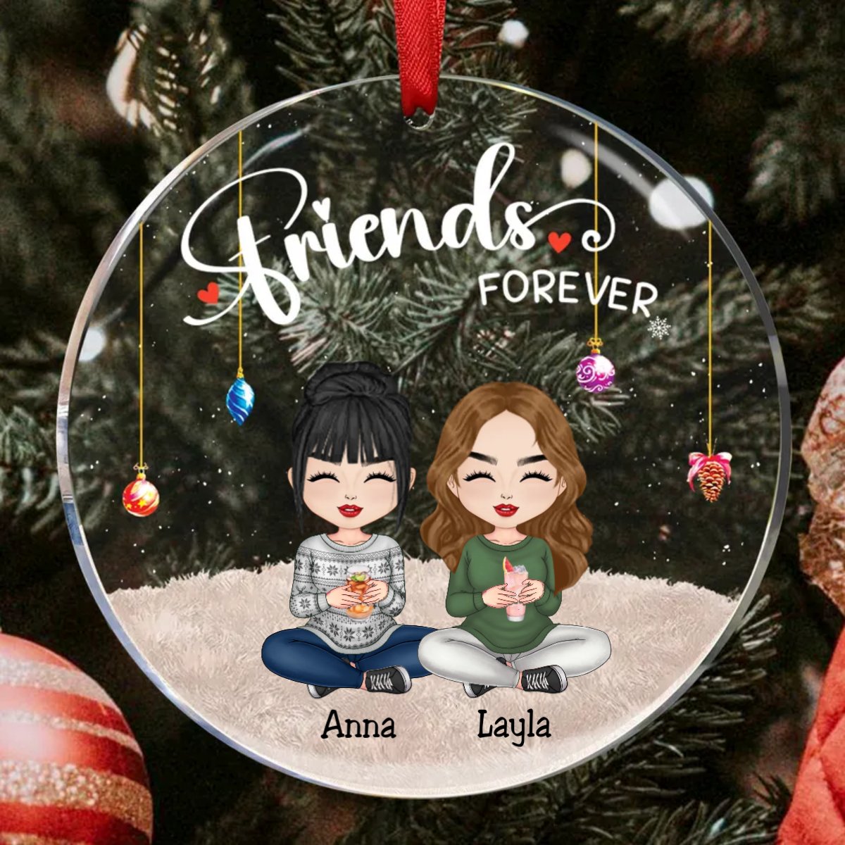 Friends - Friend Forever Ver 2 - Personalized Circle Ornament - Makezbright Gifts