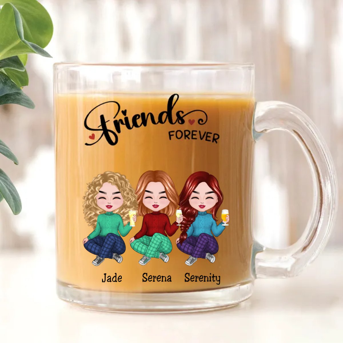 Friends - Friends Forever - Personalized Glass Mug - Makezbright Gifts