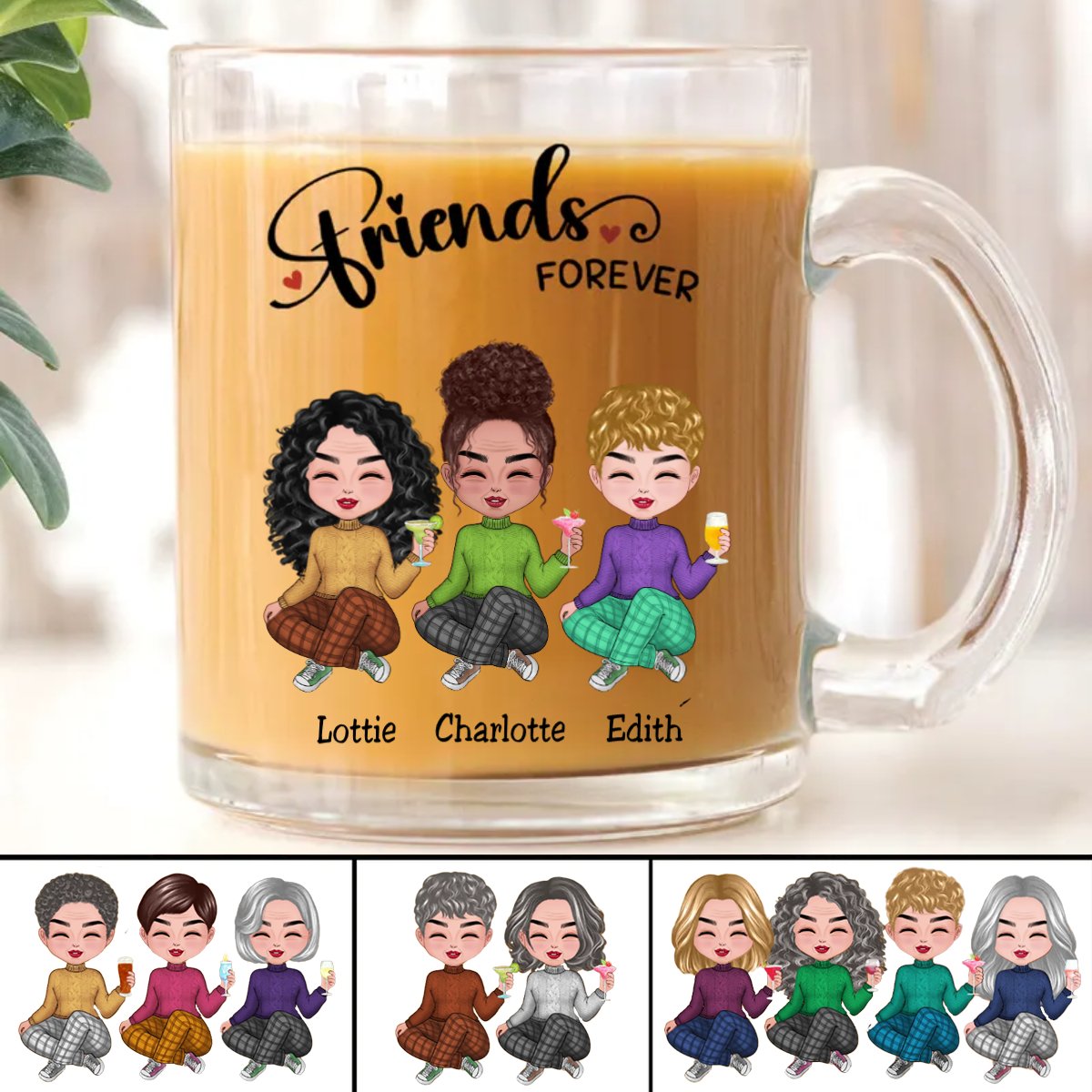 Friends - Friends Forever - Personalized Glass Mug - Makezbright Gifts