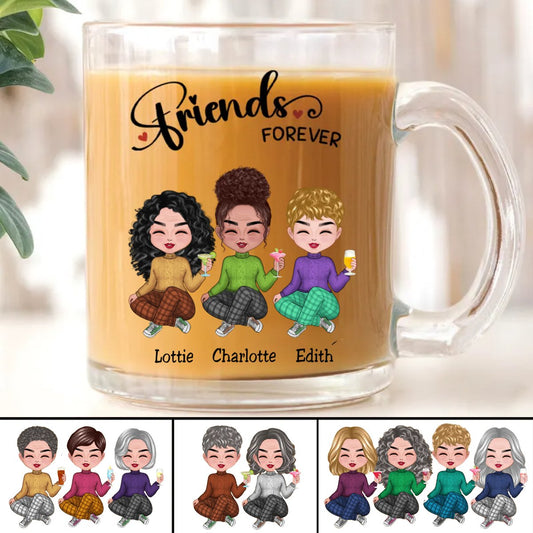 Friends - Friends Forever - Personalized Glass Mug - Makezbright Gifts