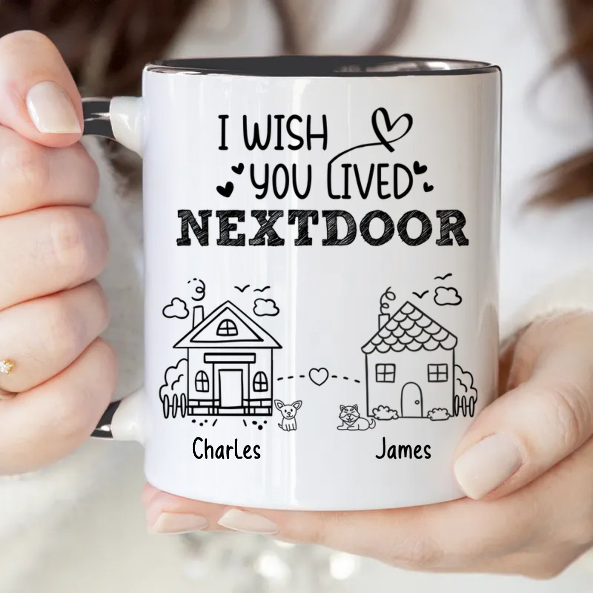 Friends - I Wish We Lived Closer - Personalized Accent Mug (HJ) - Makezbright Gifts