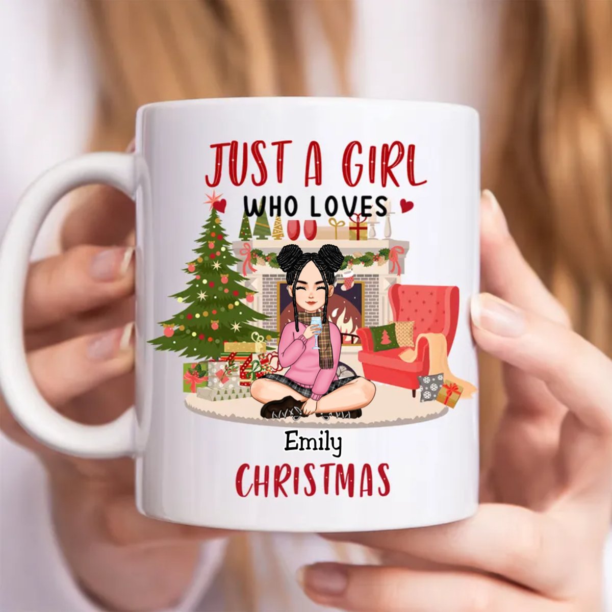 Friends - Just A Girl Who Loves Christmas - Personalized Mug - Makezbright Gifts