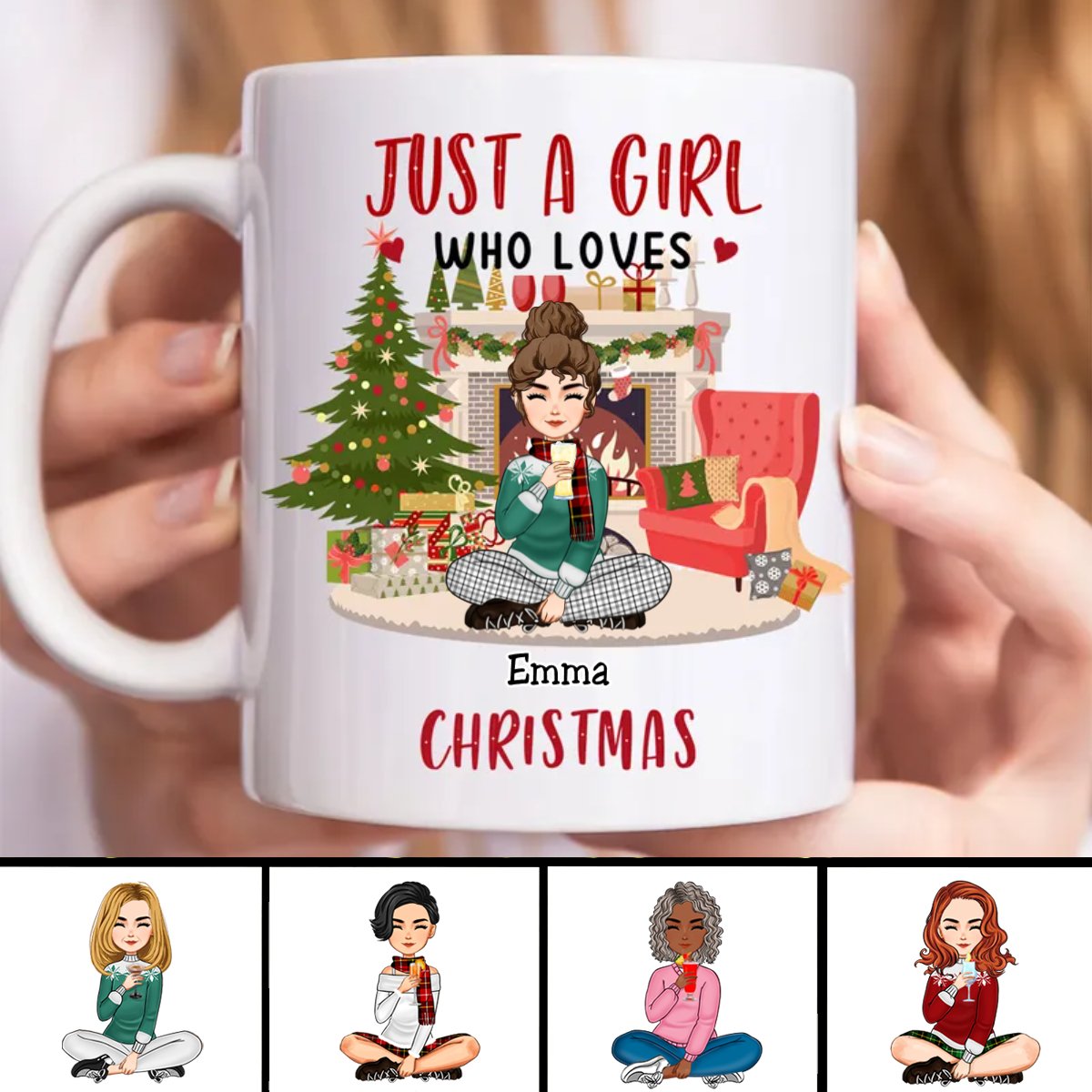 Friends - Just A Girl Who Loves Christmas - Personalized Mug - Makezbright Gifts