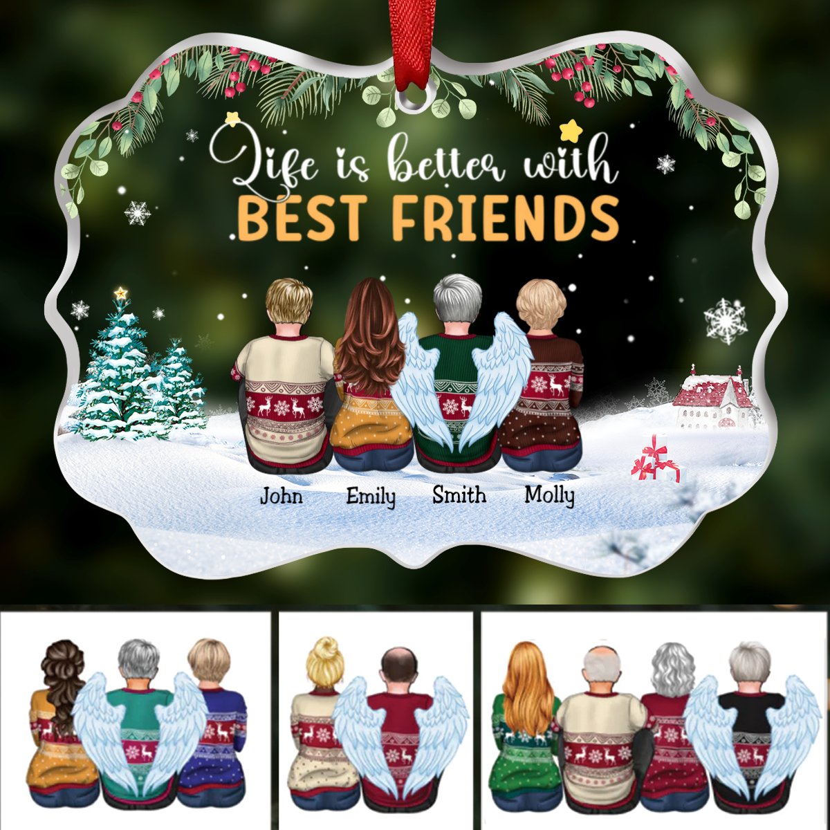 Friends - Life Is Better With Best Friends - Personalized Transparent Ornament - Makezbright Gifts