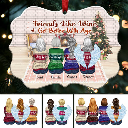 Friends Like Wine Get Better With Age - Personalized Christmas Ornament - Makezbright Gifts