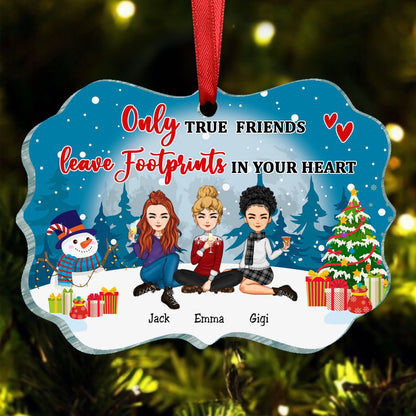 Friends - Only True Friends Leave Footprints In Your Heart - Personalized Christmas Ornament (II) - Makezbright Gifts