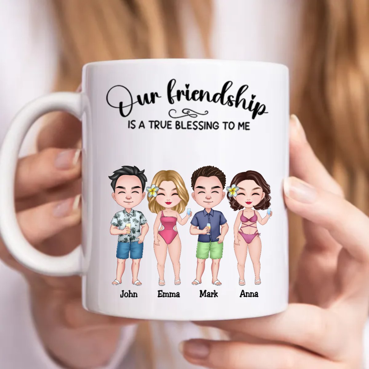 Friends - Our Friendship Is A True Blessing To Me - Personalized Mug - Makezbright Gifts