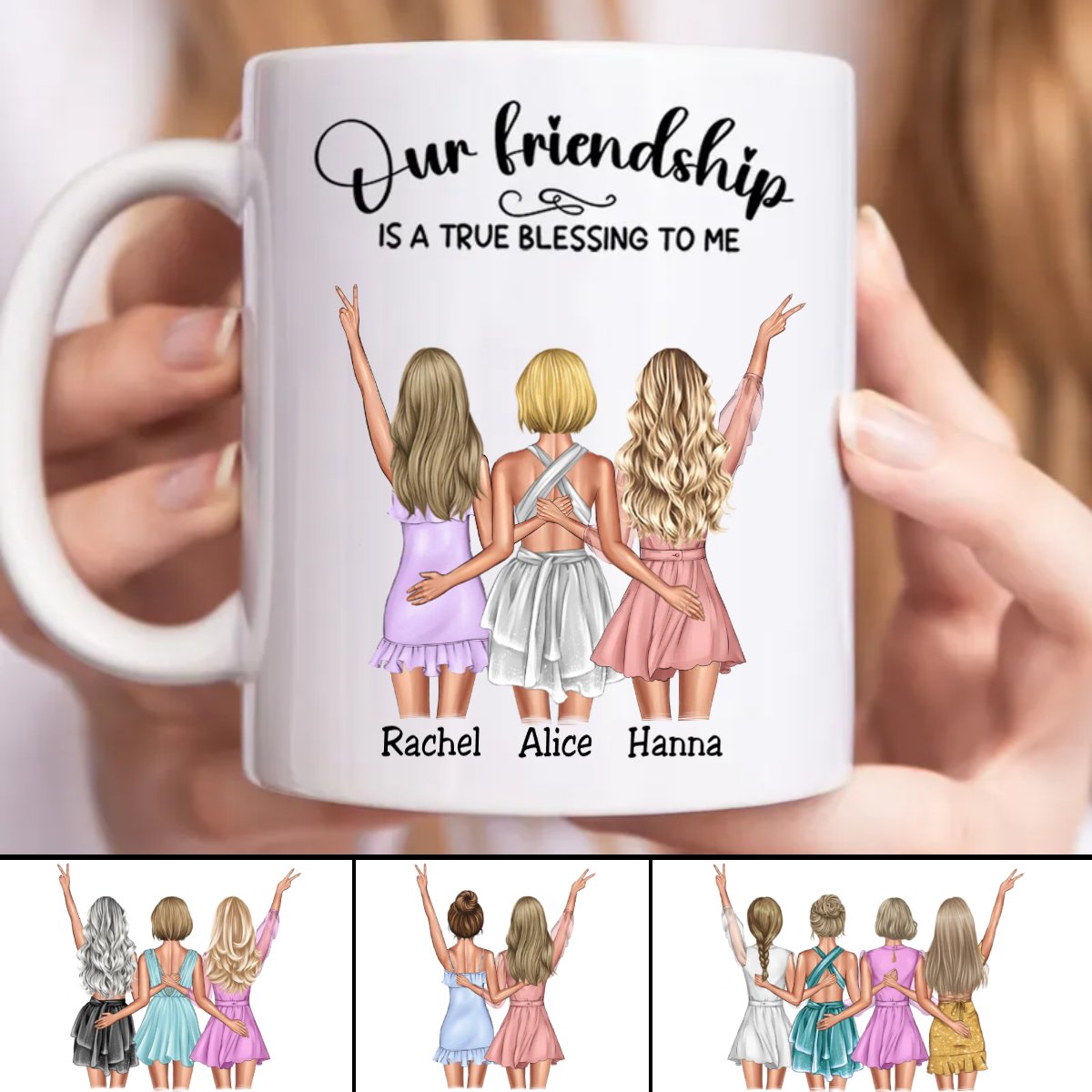 Friends - Our Friendship Is A True Blessing To Me - Personalized Mug - Makezbright Gifts