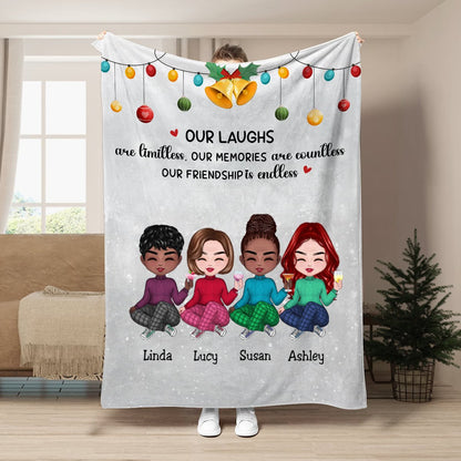 Friends - Our Laughs Are Limitless Our Memories Are Countless Our Friendship Is Endless - Personalized Blanket - Makezbright Gifts