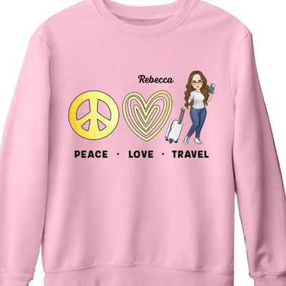 Friends - Peace Love Travel - Personalized Unisex T - shirt, Hoodie, Sweatshirt - Makezbright Gifts