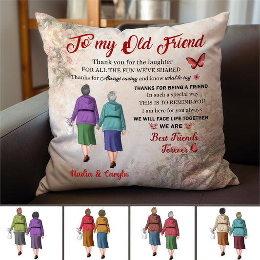 Friends - Thank You Old Friends Holding Hands Vintage Style - Personalized Pillow - Makezbright Gifts