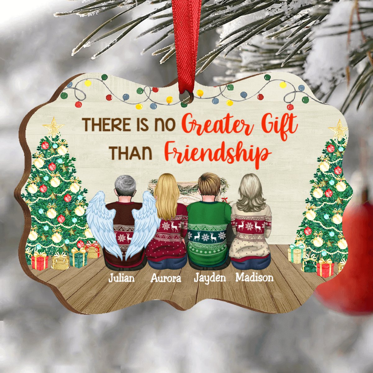 Friends - There Is No Greater Gift Than Friendship - Personalized Christmas Acrylic Ornament (Ver 2) - Makezbright Gifts