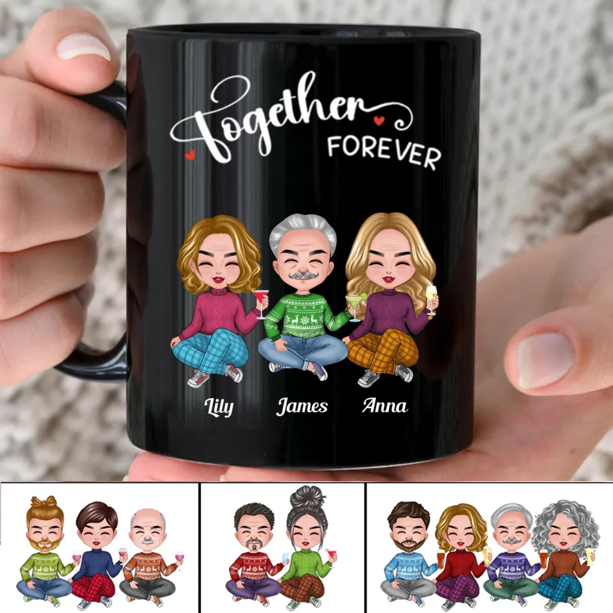 Friends - Together Forever - Personalized Black Mug - Makezbright Gifts