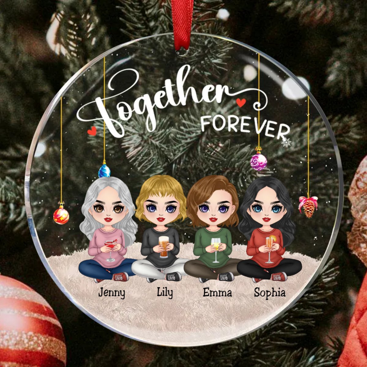 Friends - Together Forever - Personalized Circle Ornament (TB) - Makezbright Gifts