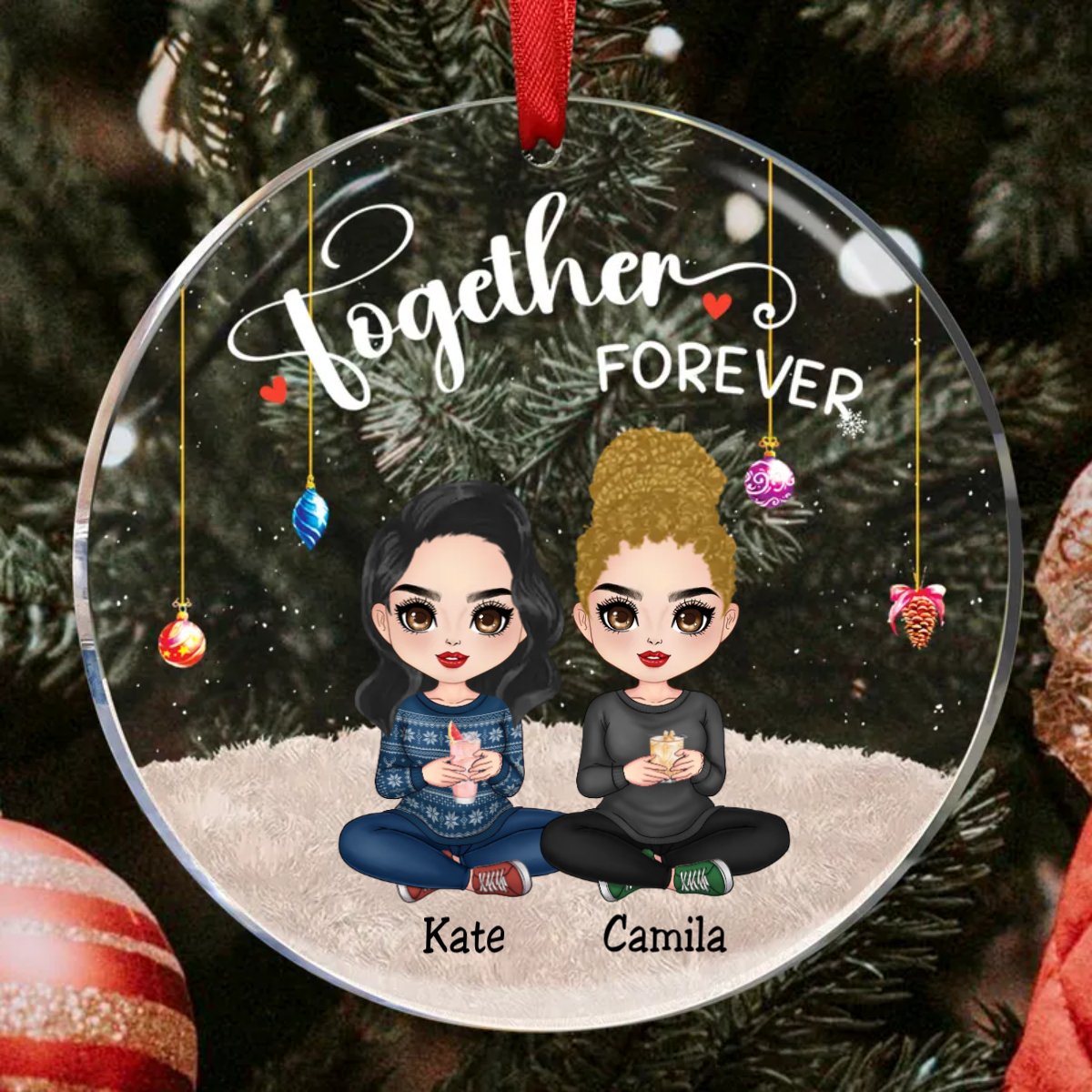 Friends - Together Forever - Personalized Circle Ornament (TB) - Makezbright Gifts