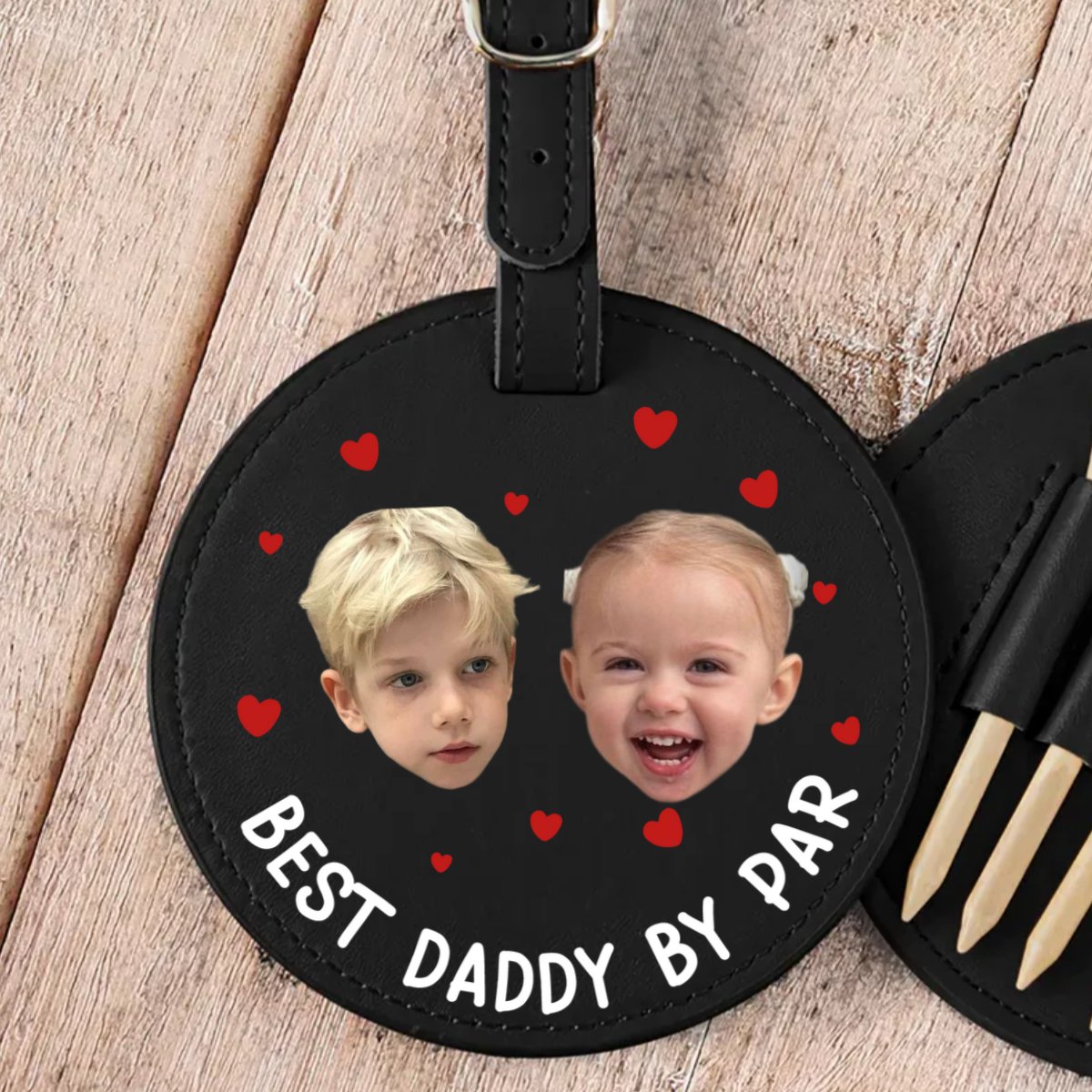 Golf Lovers - Best Daddy By Par - Personalized Photo Leather Golf Bag Tag (TB) - Makezbright Gifts