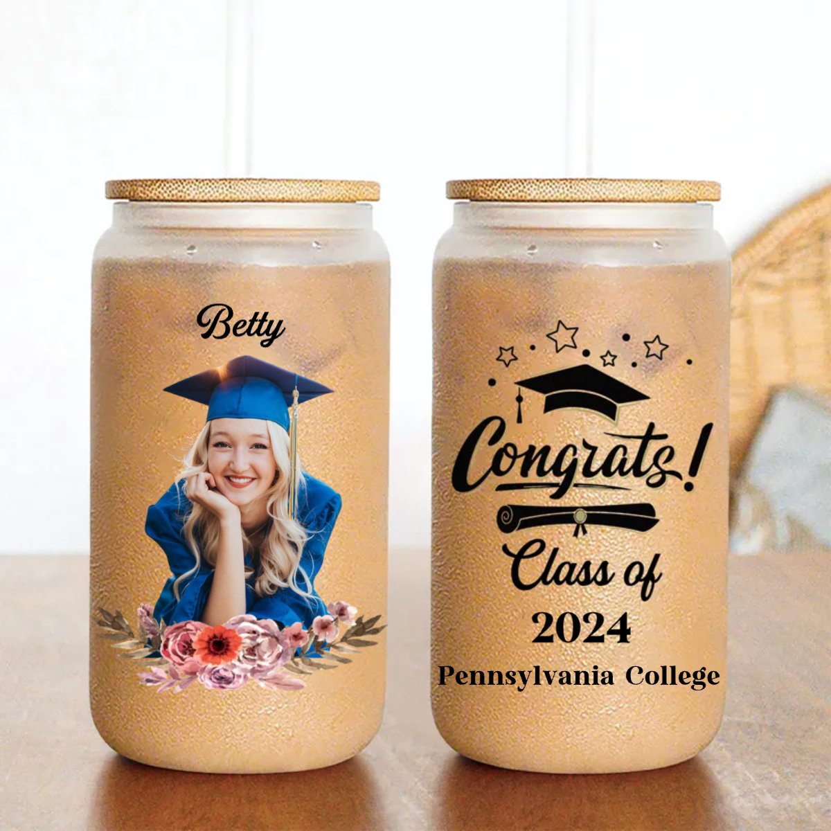 Graduation - Graduation Congratulations Gift - Personalized Clear Glass Can (HJ) - Makezbright Gifts