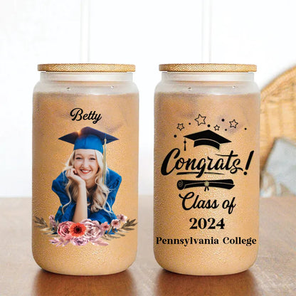 Graduation - Graduation Congratulations Gift - Personalized Clear Glass Can (HJ) - Makezbright Gifts