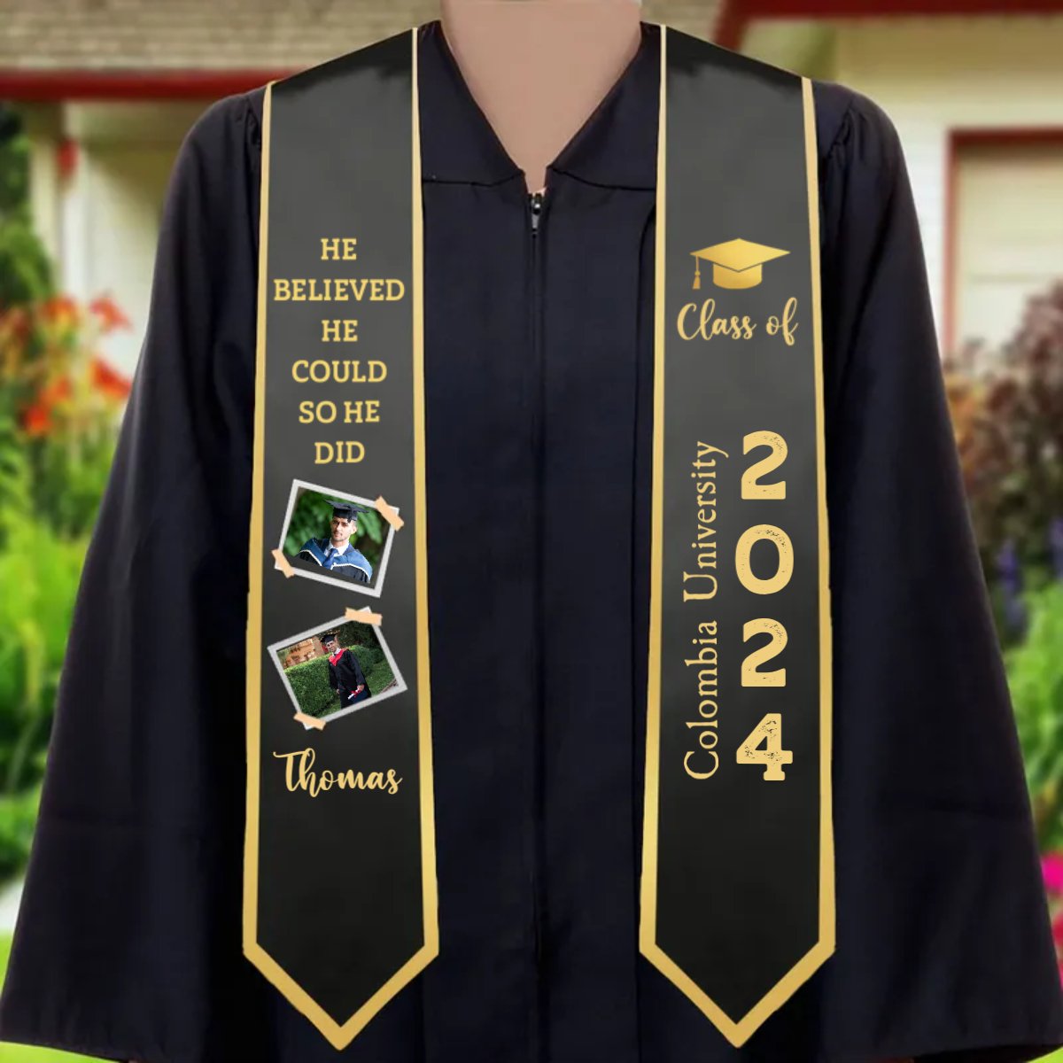 Graduation - She Believed She Could So She Did - Personalized Graduation Stole - Makezbright Gifts