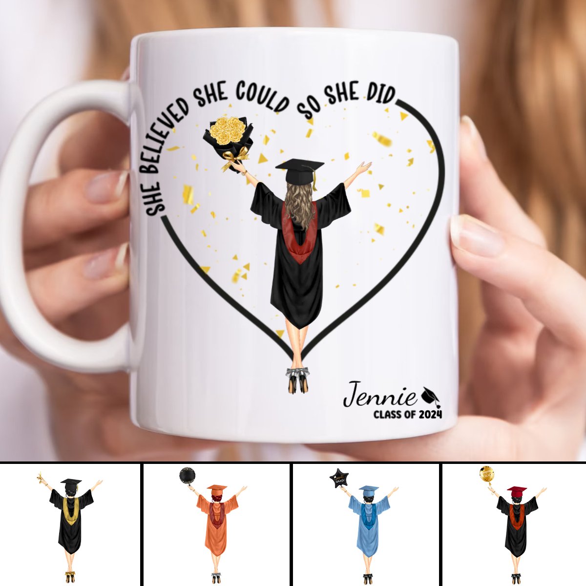 Graduation - She Believed She Could So She Did - Personalized Mug (TB) - Makezbright Gifts