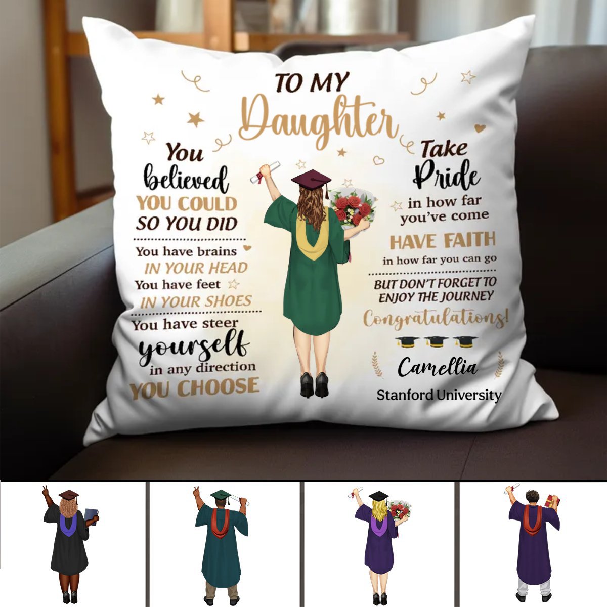 Graduation - You Belived You Could So You Did - Personalized Pilow - Makezbright Gifts