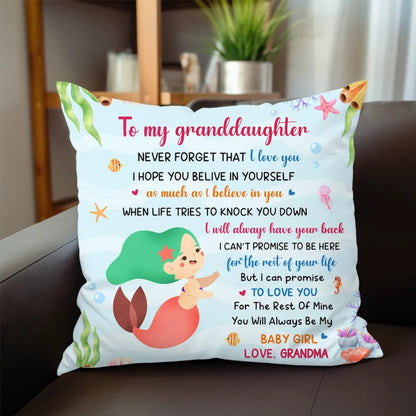 Granddaughter Little Mermaid - Personalized Pillow - Makezbright Gifts