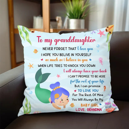 Granddaughter Little Mermaid - Personalized Pillow - Makezbright Gifts