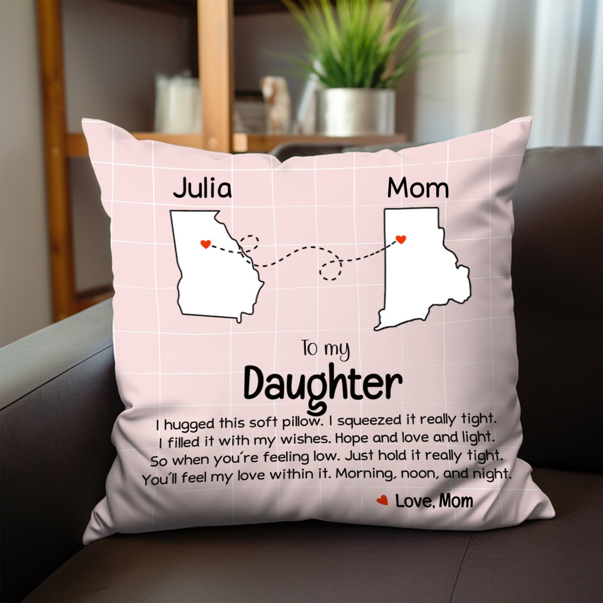 Granddaughter Long Distance Hug Pillow - Personalized Pillow - Makezbright Gifts