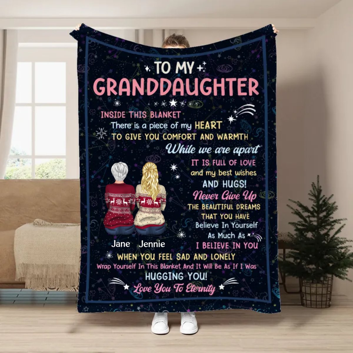 Granddaughter - To Granddaughter Inside This Blanket Is A Piece Of My Heart - Personalized Blanket (VT) - Makezbright Gifts