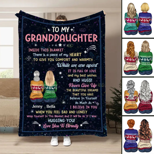 Granddaughter - To Granddaughter Inside This Blanket Is A Piece Of My Heart - Personalized Blanket (VT) - Makezbright Gifts