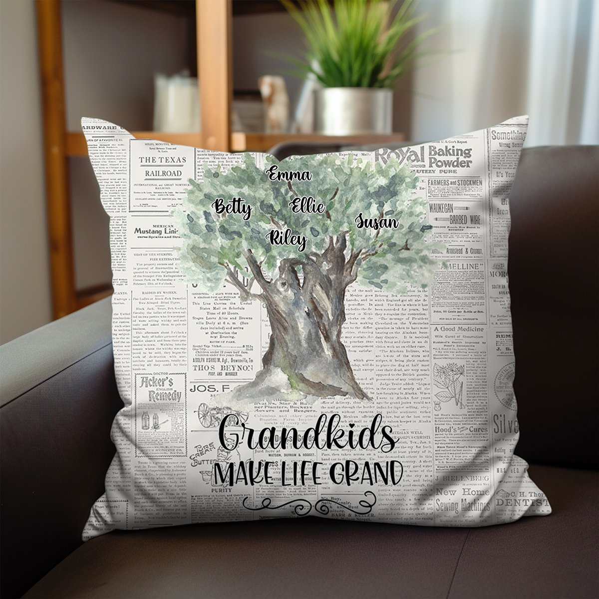 Grandkids - Grandkids Make Life Grand - Personalized Pillow - Makezbright Gifts