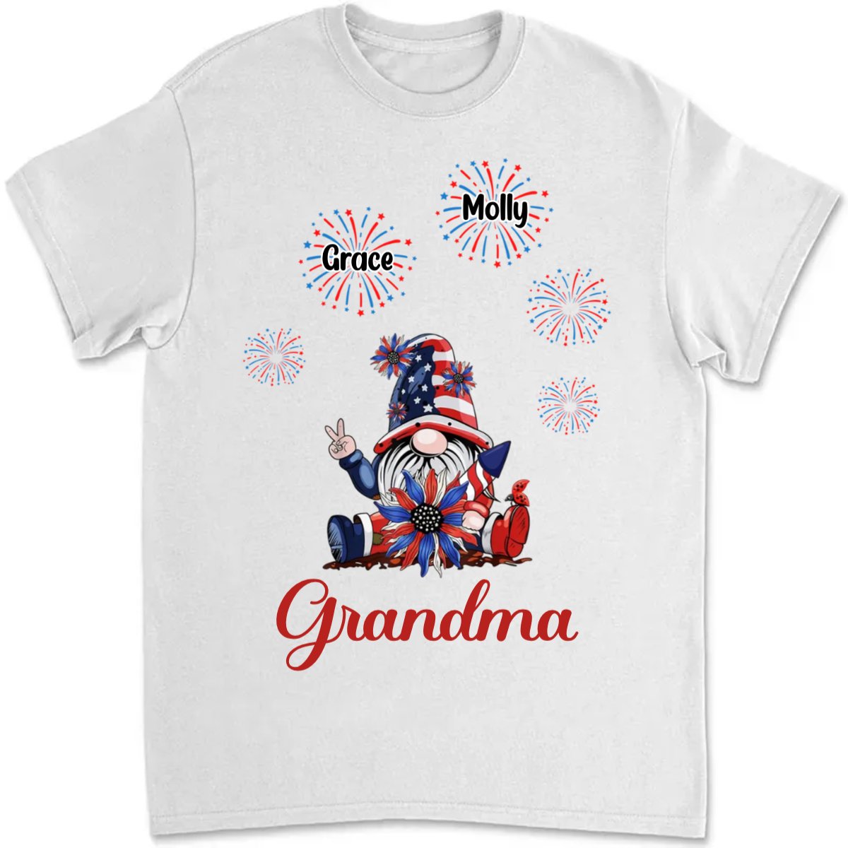 Grandkids - Grandma Dwarf Firecracker Grandkids - Personalized T - shirt - Makezbright Gifts