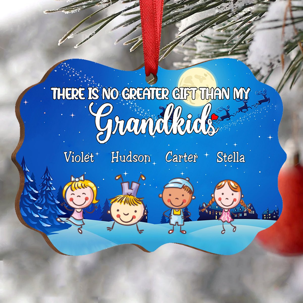 Grandkids - There Is No Greater Gift Than My Grandkids - Personalized Acrylic Ornament (Moon) - Makezbright Gifts