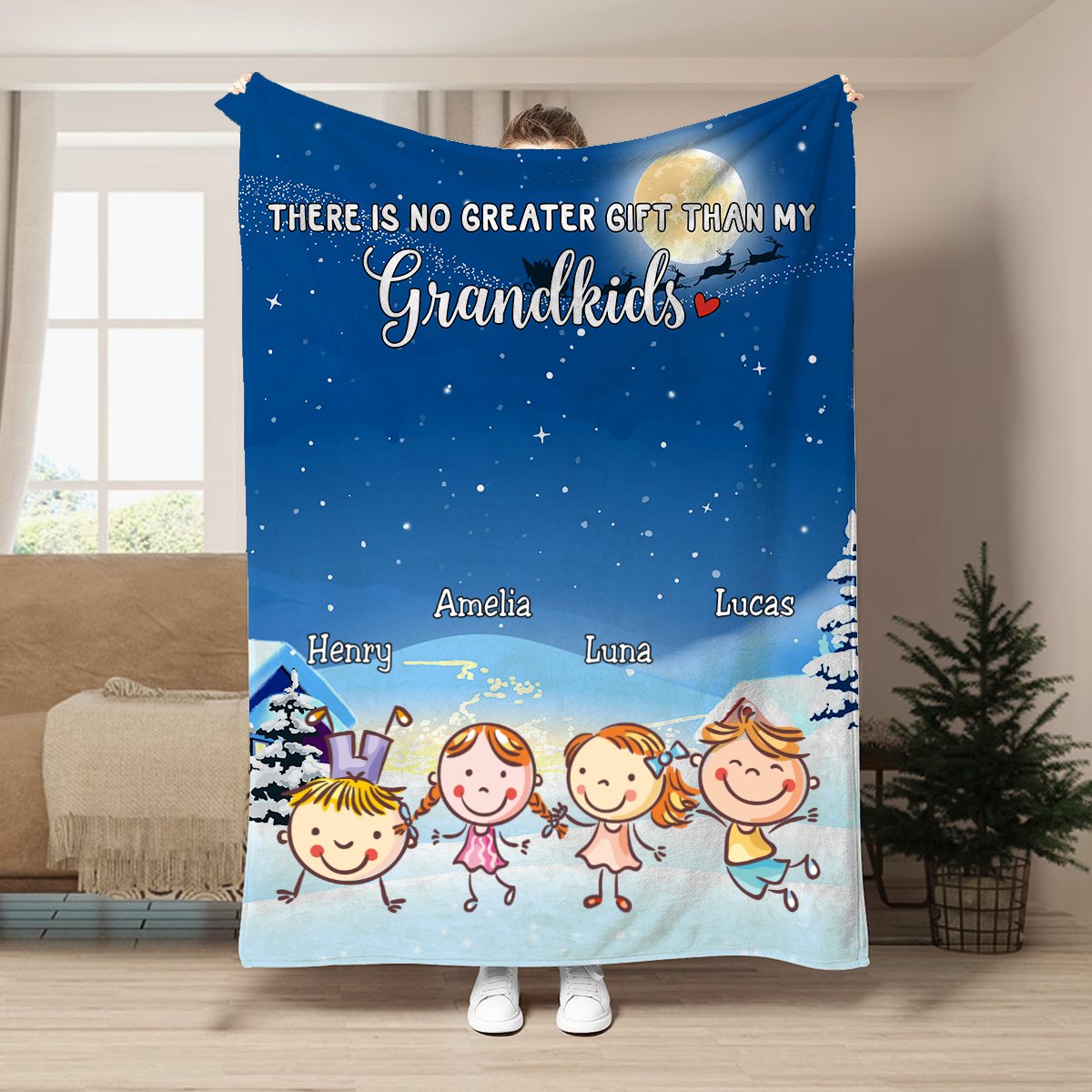 Grandkids - There Is No Greater Gift Than My Grandkids - Personalized Blanket - Makezbright Gifts