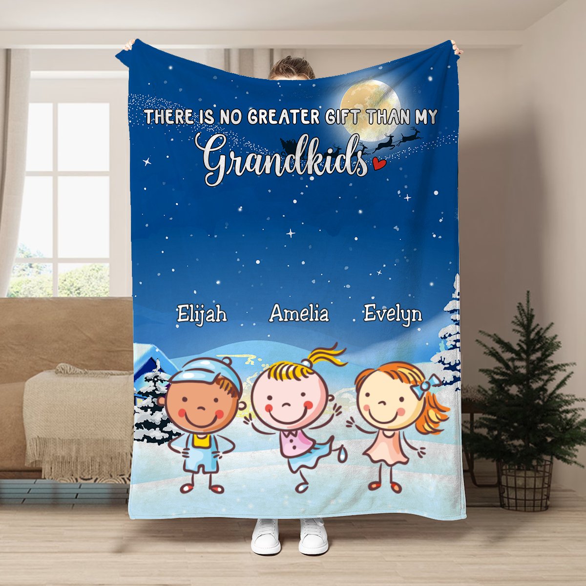 Grandkids - There Is No Greater Gift Than My Grandkids - Personalized Blanket - Makezbright Gifts