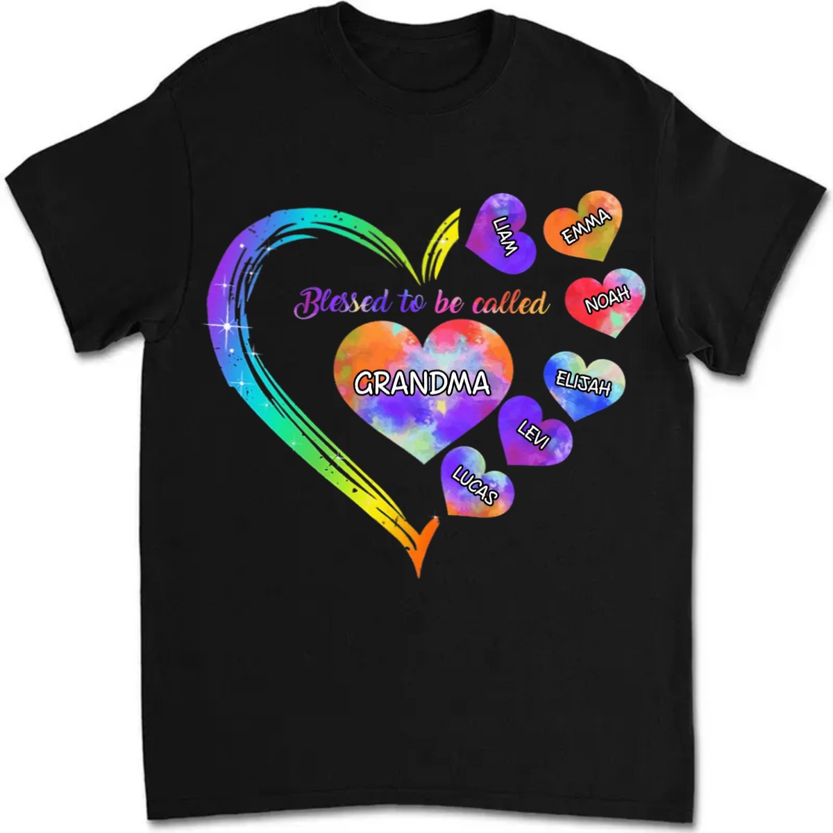 Grandma - Blessed To Be Called Grandma Personalized Heart Grandkids Shirt - Personalized T - shirt - Makezbright Gifts