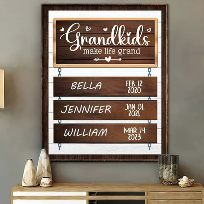 Grandma - Grandkids Make Life Grand - Personalized Poster - Makezbright Gifts