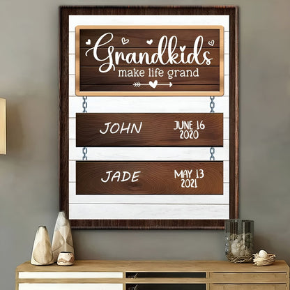 Grandma - Grandkids Make Life Grand - Personalized Poster - Makezbright Gifts