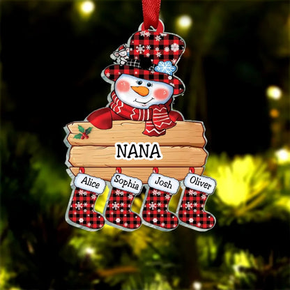 Grandma - Grandma Mom Snowman Christmas Socks Gift - Personalized Acrylic Ornament - Makezbright Gifts