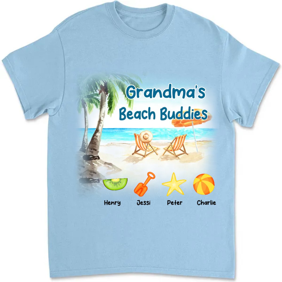 Grandma - Grandma's Beach Buddies - Personalized T - Shirt - Makezbright Gifts