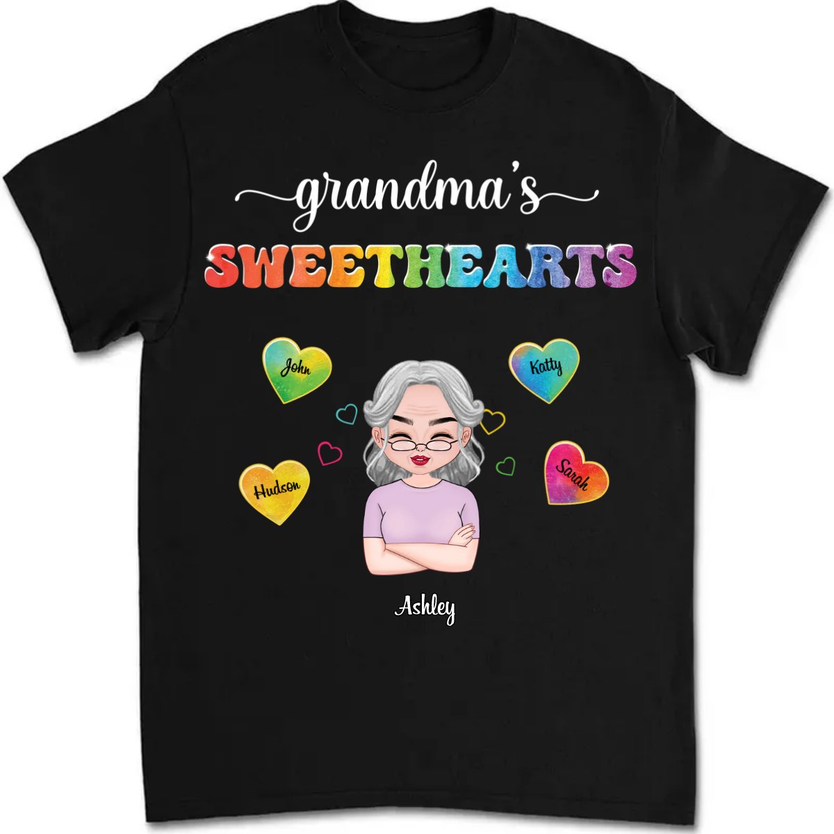 Grandma - Grandma's Sweethearts - Personalized Unisex T - Shirt - Makezbright Gifts