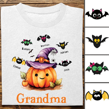 Grandma - Halloween Bat Kids - Personalized Unisex T - shirt - Makezbright Gifts