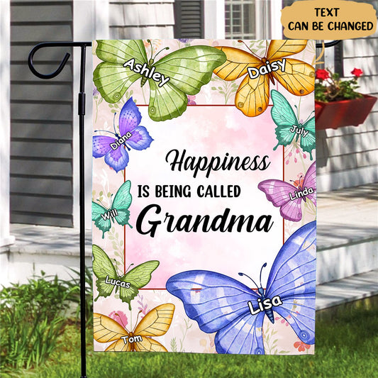 Grandma - Happiness Is Being Called Grandma - Personalized Flag - Makezbright Gifts