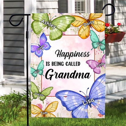 Grandma - Happiness Is Being Called Grandma - Personalized Flag - Makezbright Gifts