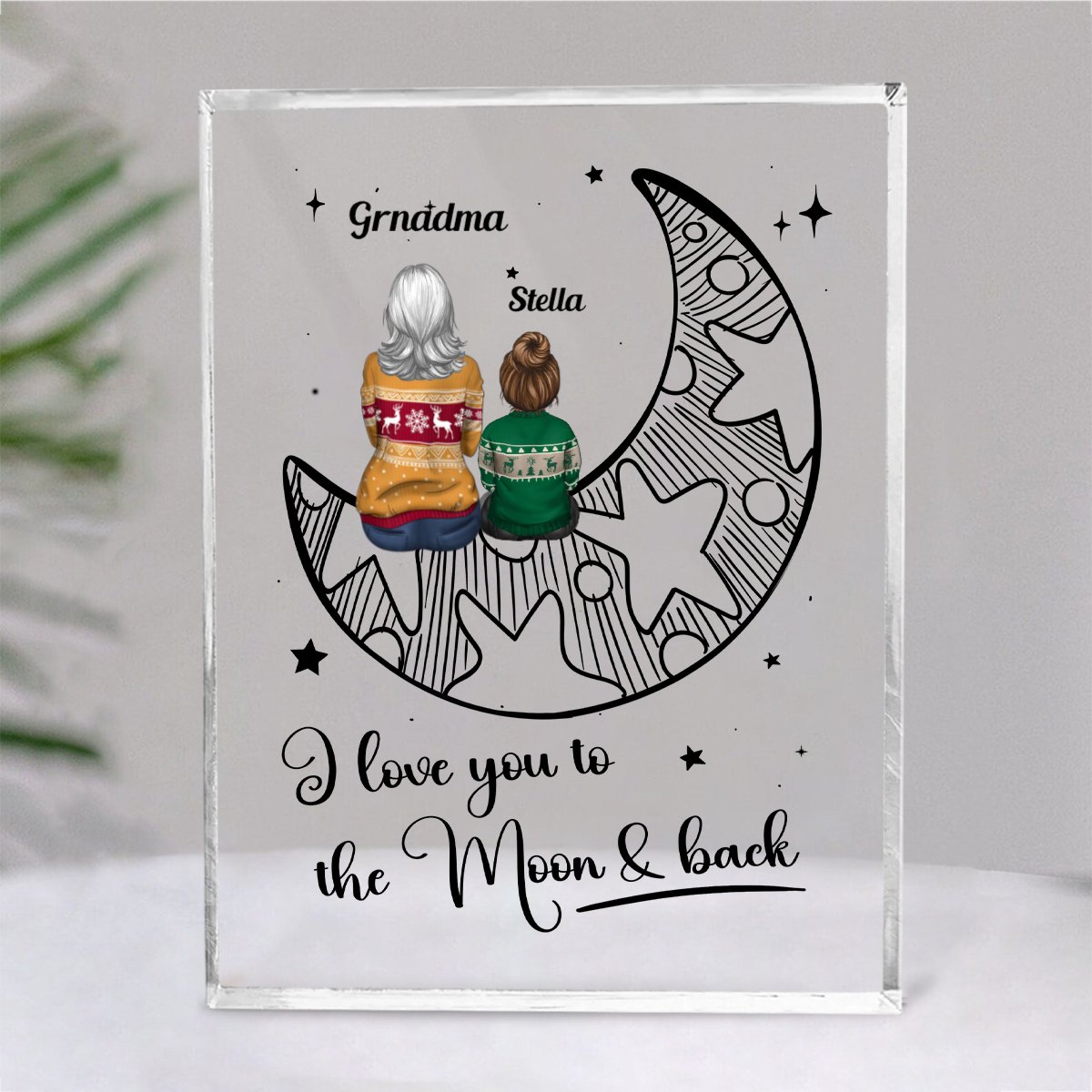 Grandma - I Love You To The Moon & Back - Personalized Acrylic Plaque (SA) - Makezbright Gifts