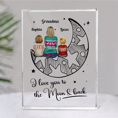 Grandma - I Love You To The Moon & Back - Personalized Acrylic Plaque (SA) - Makezbright Gifts