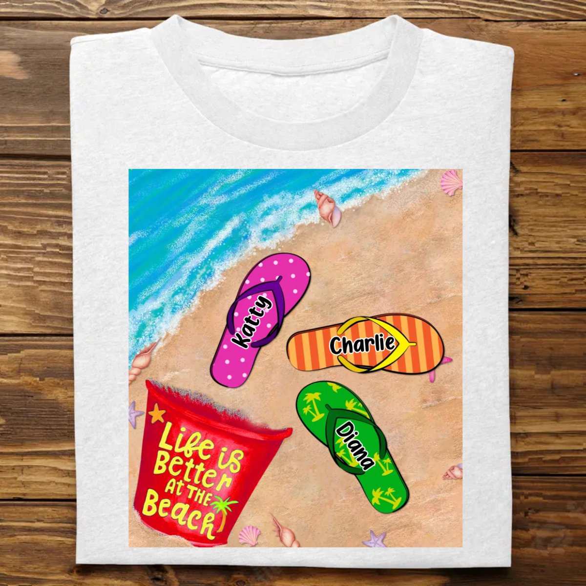 Grandma - Life Is Better At The Beach - Personalized Unisex T - shirt - Makezbright Gifts