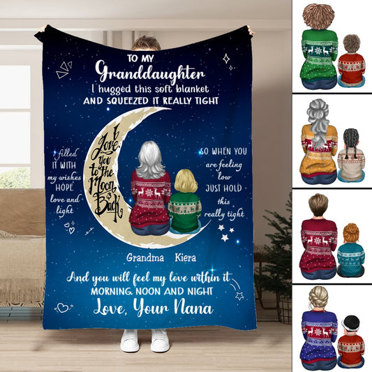 Grandma - To My Granddaughter I Love You To The Moon And Back - Personalized Blanket (HN) - Makezbright Gifts