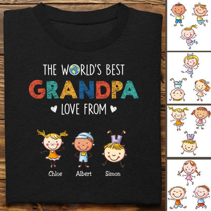 Grandpa - The World's Best Grandpa Love From - Personalized Unisex T - Shirt (LH) - Makezbright Gifts